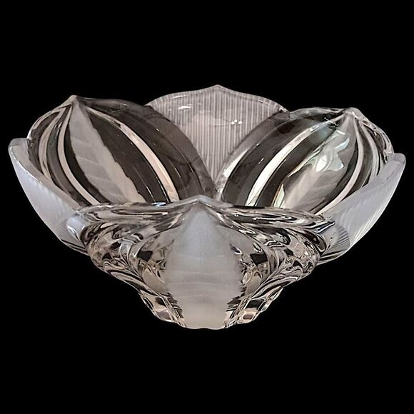 Imperlux Lead Crystal Bowl Dogwood Pattern Hand Cut Victorian Art Deco Style Vtg - Picture 10 of 16